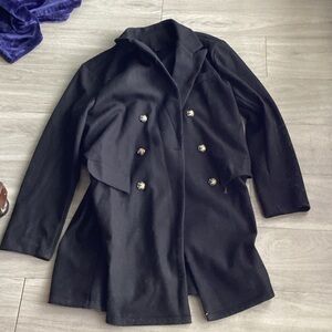 Black Button Up Peacoat